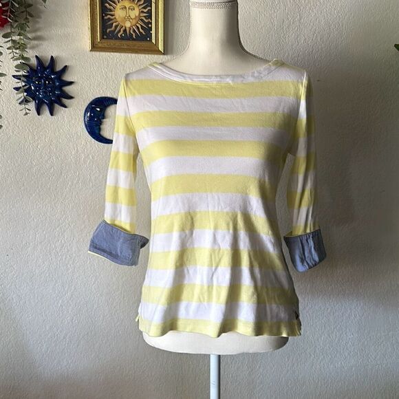 Nautica Size small Yellow & white striped Blouse - Picture 1 of 6